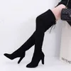 Fashion Women's Thigh-High Boots High Heels Zipper Thin Leg Straps Over The Knee Long Boots Shoes