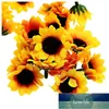 100 st konstgjorda solros lilla tusensköna gerbera blomma huvuden för bröllopsfest dekor (gulcoffee) 1