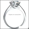 Solitaire Anelli Gioielli Bilancio Imbrillante 1CT Test Real Moissanite Diamond Engagement Solido 18 carati in oro bianco Anniversario di nozze Anello di cerimonia nuziale Goccia Consegna 202