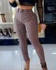 Pantaloni da donna Capris Spot 2021 Collant a quadri autunnali Casual Elegant Daily Office Matita a vita alta