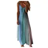 Robes décontractées Robe de femme à rayures Dames Plus Taille Lâche Sans manches Col V Longue Maxi Robes Largos Verano pour les femmes Party