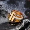 2021 Bijoux de luxe pour hommes, conceptions de bagues d'amour, unisexes en acier inoxydable, chiffres romains à trois cercles, bagues en diamant blanc, femmes roses gol1551416