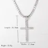 Hip Hop Micro Pave Zircon Cross Pendant Crystal Custom Size Tennis Chain Necklace Ice Out Chains Around The Neck