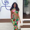 Geomatrical impressão sexy verão conjunto mulheres sem mangas coloridas midi clube festa praia bodycon vestido 210415