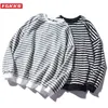 FGKKS Trend Marka Mężczyźni Stripe Bluza Topy Męska Moda Dzikie Wygodne Kaputery O-Neck Casual Bluzy 210720