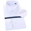 Ren bomullsöverdimensionerad skjorta för män Långärmad Striped Solid Formal Mans skjortor 8XL Vit Square Collar Bekväm Kläder 210628