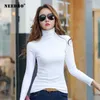 Aiguille Femme Pull Col Roulé Manches Longues Pull Sexy Élastique Moulante Pull Solide Femme Top 210914