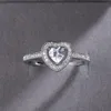 Femmes engagement mariage zircon zircon anneaux cristal coeur bagues cadeau pour l'amour mode bijoux accessoires taille 6-10