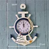 Anchor Clock Beach Sea Theme Nautical Ship Wheel Rudder Steering Wheel Decor Wall Hanging Decoration H1230