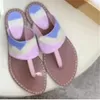 2022 coloré brevet décontracté toile cuir sandales plates string Mule diapositives dames pantoufles rouge rose bleu taille 35 à 42