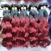 My love Brazilian ombre hairs Red Body wave human hair extension 4 bundles weft no smell envy girl colors