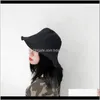 Wide Brim Caps Hats, Scarves & Gloves Fashion Aessories Drop Delivery 2021 Summer Linen Uv Protection Sun Hats For Women Foldable Cute Bucket