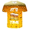 3D T 셔츠 남성 캐주얼 티 S 재미 있은 맥주 인쇄 T- 남자 여름 스타일 파티 탑 커플 탄력성 T 거리 착용 210629