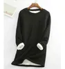 Autumn Winter Knitted Sweater Women Pullover O Neck Long Sleeve Femmle Loose Plus Size Warm Sweater Female Long Add Plush Tops 211217