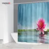 YIMING 3D pierre eau courante bouddha imperméable à l'eau résistant aux moisissures lavable rideau de douche Zen 210402