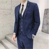 Mannen 3 stuks pak lente herfst plaid slim fit bedrijf formele casual check pakken kantoor werk partij prom bruiloft bruidegom x0909