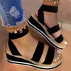 Summer Sandals Women Wedges Platform Ladies Shoes 2021 Mixed Candy Color Casual Girls Slip On Ankle Strap 43