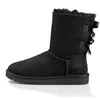 2021 Ankomst WGG Snö Stövlar Kvinnor Skor Australien Australian Winter Luxurys Designer Boot Black Navy Blue Pink Satin Middle Ankel Fur Booties Bowknot Storlek 36-41