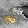Andywen 925スターリングシルバーゴールドツイストサイズ変更可能なリング女性結婚式の高級シンプルな不正な宝石類の岩パンク210608