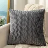 Cushion/Decorative Pillow Solid Color Decorative Pillowcase Velvet Soft Creative Geometric Striped Cushion Cover Home Sofa Bed Decor Throw P