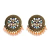 Dames Blue Flower Wedding Earrings Retro Ethnic Gold Round Hollow Alloy Pearl Beads Jhumka Earring