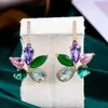 Dangle & Chandelier GODKI Women Bride Wedding Luxury Flowers Clear Crystal Drop Earrings Fashion Ladies Daily Party Show Earring Jewelry Gif