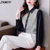 Retro Hong Kong Style Black Shirt Women Long-Sueved Spring Letter Print Shirt Design Niche Top JXMYY 210412