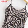 Tangada Mode Dames Dieren Print Jurk Mouwloze Dames MIDI Jurk Vestidos 3A31 210609