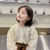 Spring Koreanische Art Baby Mädchen 2-PCs Sets Lace Long Sleeves Hemden + Leder Shorts Kinder Kleidung E5033 210610