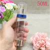 Plastic Empty Airless Bottles With Blue Edge Lotion Cosmetic Jar Pots Makeup Refillable Container Transparent Cap 2pcs/lothigh qty