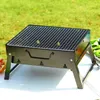 Portable BBQ Grills Patio Barbecue Charcoal Grill Stove Stainless Steel Outdoor Camping Picnic Barbecue BBQ Accessories Tools 210724