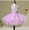 Flickans klänningar Violet Tulle Baby Girl For Party Princess Dopning släpande född födelsedagsklänningsapplikationer spädbarn dop vestidos