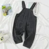 Denim Overalls Herbst Winter Kinder Kleidung Beiläufige Jungen Hosenträger Hosen Mädchen Solid Kinder Jumpsuit Teenagerjeans 210417