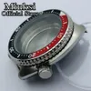 45mm argent boîtier stérile verre saphir noir rouge bleu lunette fit NH35 NH36 mouvement