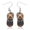Natural Stone Flip Flop Stone Charm Earrings Love Wish Silver Plated Metal Gemstone Drop Earring for Women Jewelry Gifts