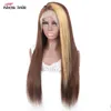 Ishow 28 30 inch 150% 180% 250% hoge dichtheid 4 * 4 menselijk haar pruiken transparante kant sluiting pruik rechtstreeks voor vrouwen honing blonde 4/27 markeer ombre kleur