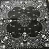 New Design Fashion Hip Hop 100% Cotton Skull Bandana Square Scarf Black Paisley Bicycle Headband For Women/Men/Boys/Girls