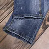 Włoski Styl Moda Mężczyźni Dżinsy Wysokiej Jakości Elastyczna Bawełniana Slim Fit Ripped Do Vintage Designer Dżinsowe Spodnie Hombre VK70