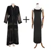 Czarny Abaya Dubai Turcja muzułmańska sukienka hidżabowa Caftan Marocain Arabe Islamski kimono femme muulmane djellaba S90172574