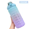 Bouteille d'eau 64 oz 2000 ml grand avec marqueur de temps de paille Portable étanche Bon-Toxic Sports potable pour Fitness Camping