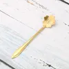 10pic/set Cute Stainless Steel Flower Teaspoon Dessert Coffee Spoon Golden Sakura Rose tools