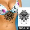 Svart blomma tillfällig tatuering bady konst vattentät klistermärke spets henna sexiga tatueringar för kvinna under bröstdesign