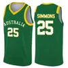 Homme Australie Coupe du monde de basket-ball 2019 5 Maillots Patty Mills 12 Aron Baynes 8 Matthew Dellavedova 6 Andrew Bogut Chemise cousue Jaune Vert