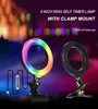 Belysning 6 tum RGB Selfie Ring Light 33Colors USB Fyll ringlampa 16cm med klipp för smink Streaming Video Live TikTok LED