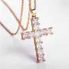 Ins Choucong Cross Pendant Jewelry Sterling Sier Gold Fill PRINCESS Cut White 5A Zircon Party Gemstones Women Wedding Clavicle Necklace Gift