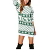 Women Dress Christmas Elk Pattern Printed Full Length Regular Sleeve Round Neck Loose Elegant Fashion Clothing 210522