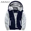 Asali Bomber Jacket 남성 브랜드 겨울 두꺼운 따뜻한 양털 지퍼 코트 망 스포츠웨어 트랙 슈트 남성 유럽 후드 210819