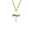 Titanium Sport Accessories gold silver cross Baseball Bat Pendant Necklace Black Color Stainless Steel For Women Men