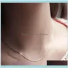Necklaces & Pendants Jewelry5Pcs Wholesale (16 18 20 22 24Inches) Beautiful Fashion Sier Plated Charm 1Mm Snake Chain Necklace Top Quality J