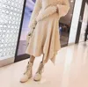 Kjolar 2021 kvinnor höst vinter lång kjol asymmetrisk avslappnad koreansk stil mode damer kvinnlig elegant